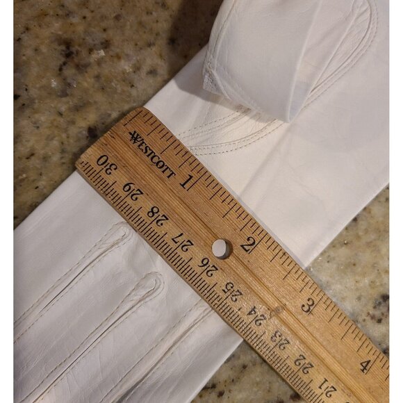 Vtg Size XS-S 6 Cream Soft Kid Leather Formal 10.5" Long Gloves Embroidered - Picture 14 of 15